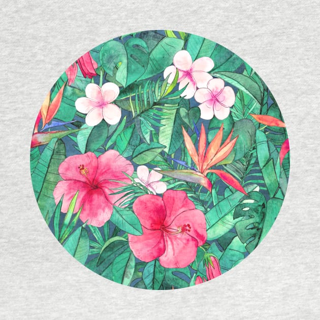 Classic Tropical Garden with Pink Flowers by micklyn